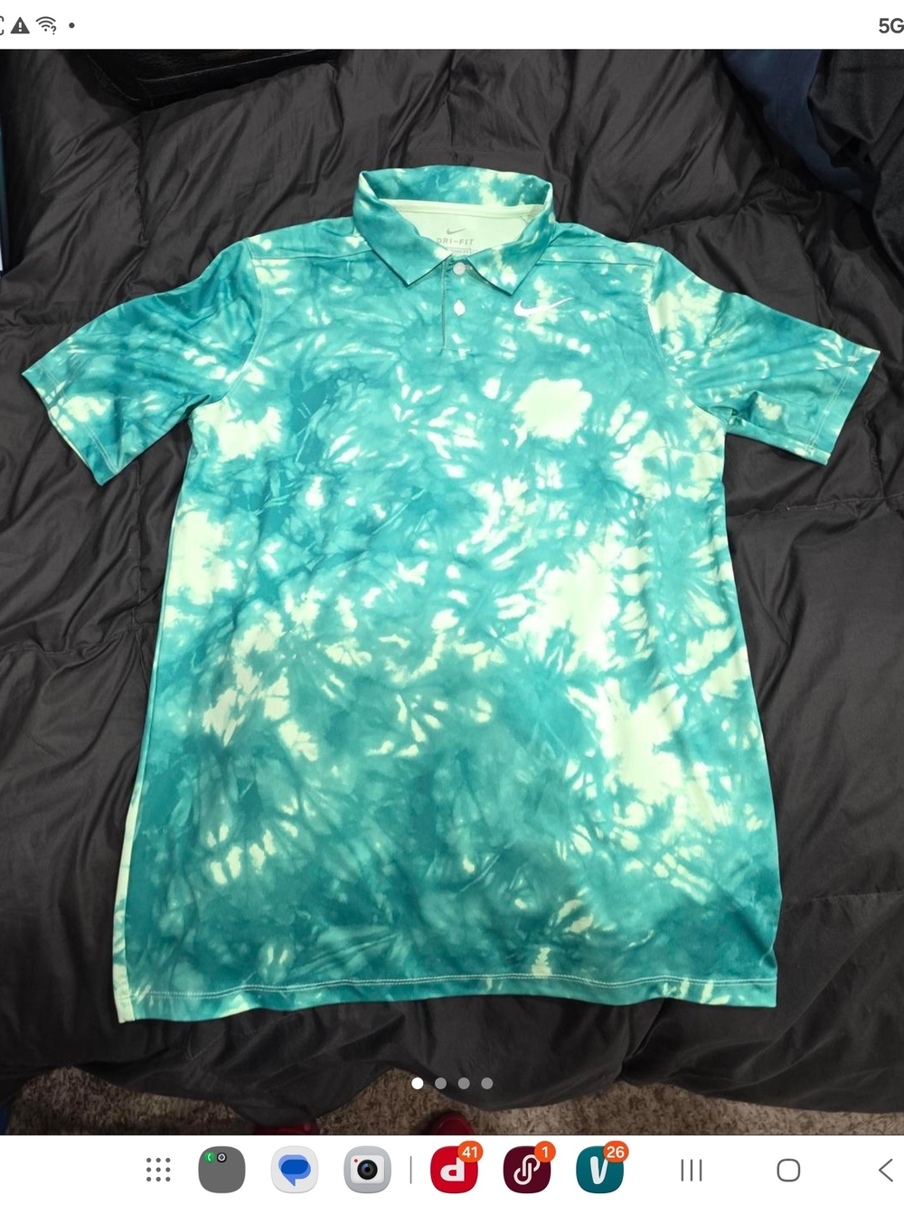 Nike Teal and White Tie-Dye Polo